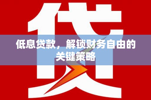 锡林浩特低息贷款，解锁财务自由的关键策略