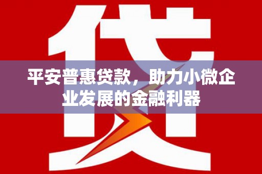 锡林浩特平安普惠贷款，助力小微企业发展的金融利器